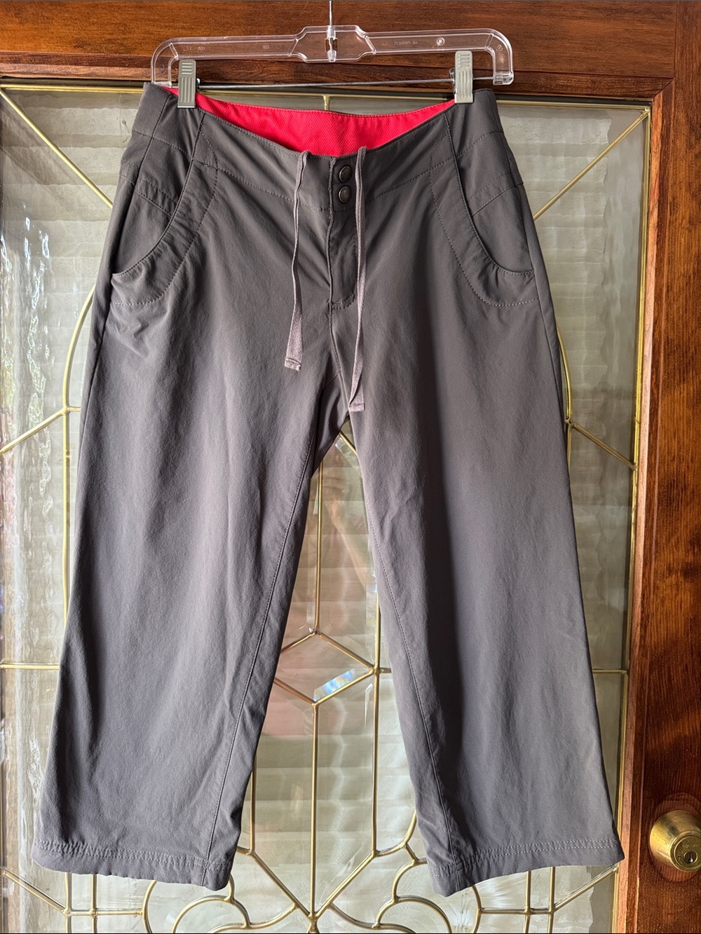 Eddie Bauer Gray Capris with Red Waistband Accent